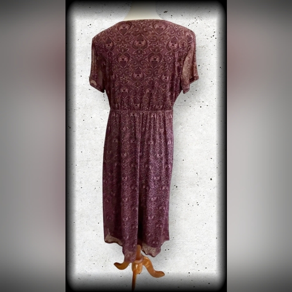 🔥Croft & Barrow XL Crossover Empire Waist Midi Plum Paisley wrap dress - Picture 6 of 16